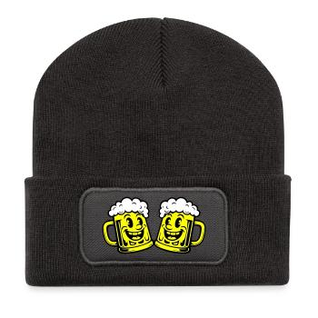 Beer Funny Beer Mug Comic - Recycled Patch Beanie - dark grey - Front