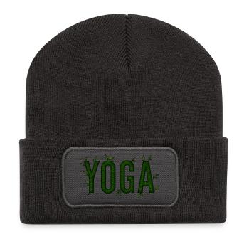 Yoga Green Textured Foliage - Recycled Patch Beanie - dark grey - Front