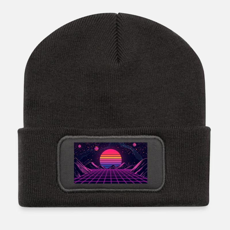 lune - Beanie recyclé à patch - charbon