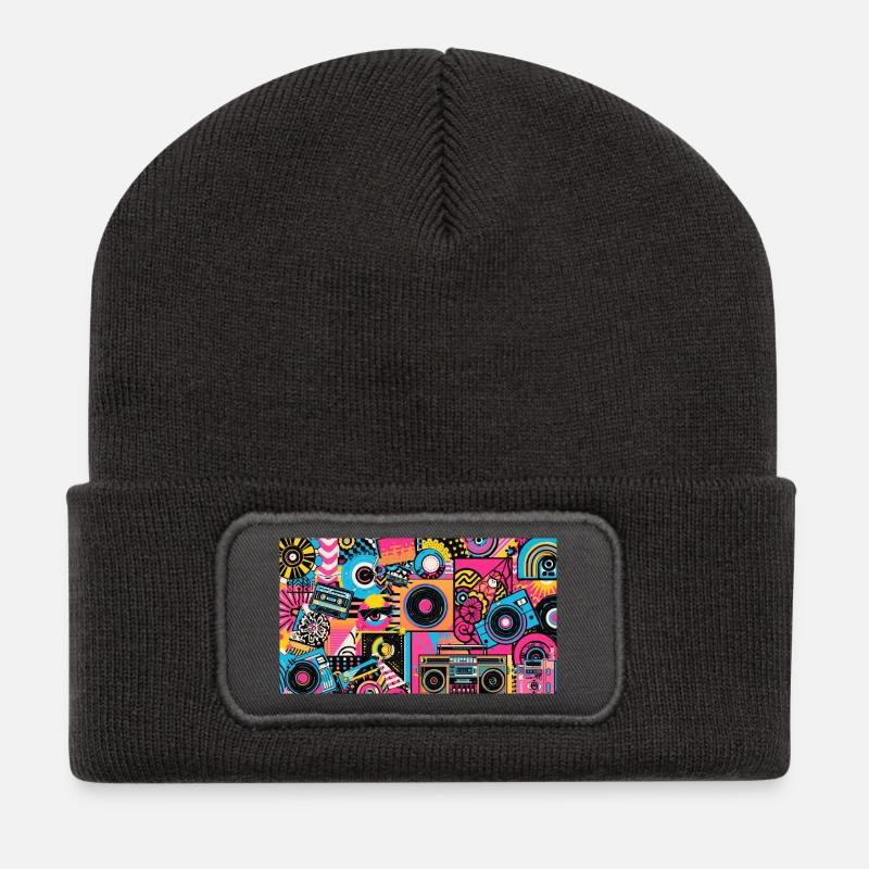 Pop Art - Beanie recyclé à patch - charbon