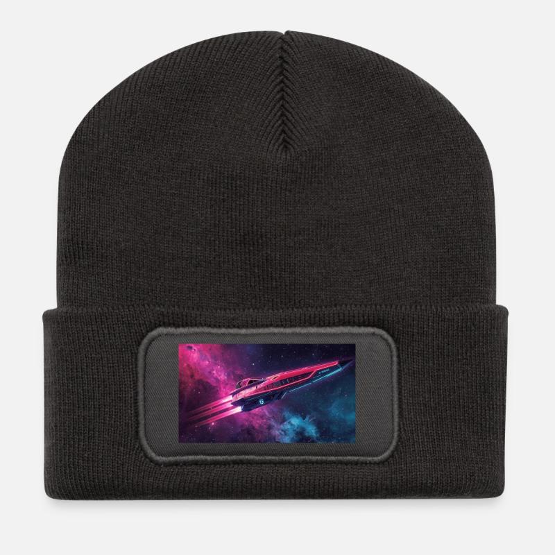 astronef - Beanie recyclé à patch - charbon