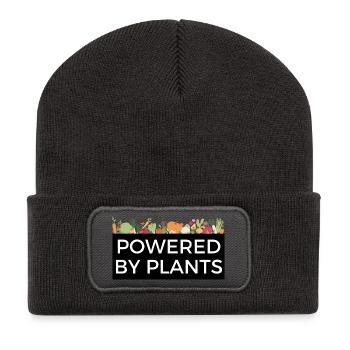 Powered by Plants Tee Design Veggie - Recycelte Patch Beanie - Dunkelgrau - Vorne