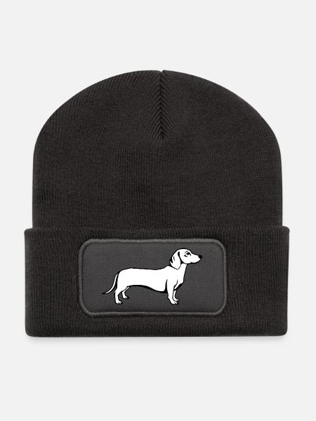 Dachshund Hunde T-shirt Geschenk - Recycelte Patch Beanie - Dunkelgrau