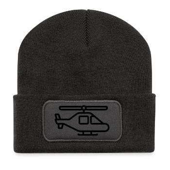 Hubschrauber - Recycelte Patch Beanie - Dunkelgrau - Vorne