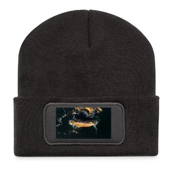 Roche côtière dans le bleu de la mer - Beanie recyclé à patch - charbon - Devant