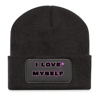 L’amour de soi, je m’aime moi-même - Beanie recyclé à patch - charbon - Devant