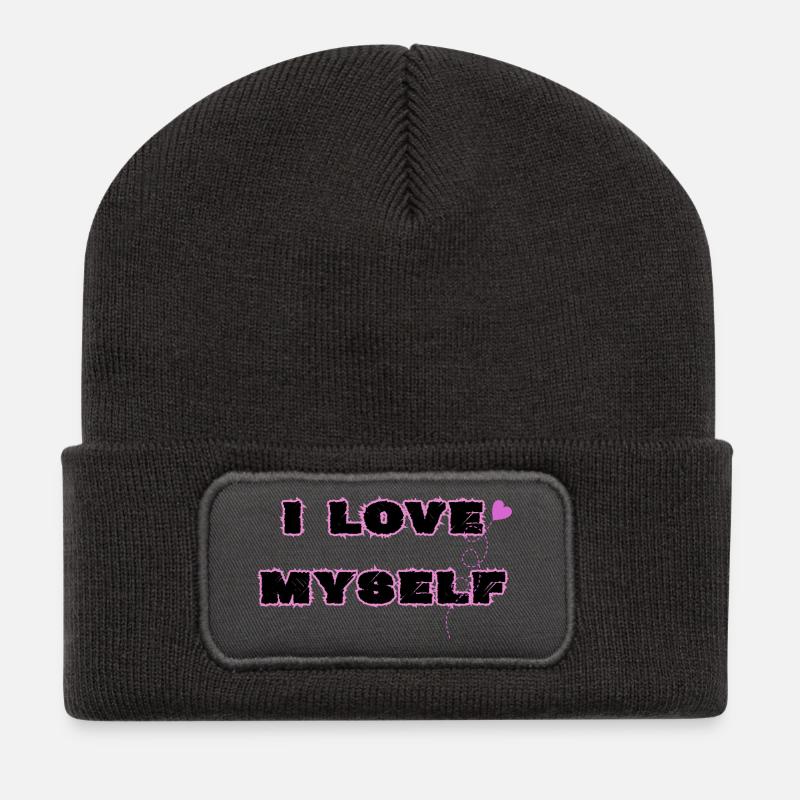 Self-love, I love myself - Recycled Patch Beanie - dark grey