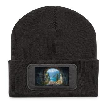 Vue Douillette à la Fenêtre - Beanie recyclé à patch - charbon - Devant