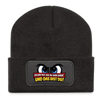 Ich sehe was, was du nicht siehst– und das bist du - Recycelte Patch Beanie - Dunkelgrau - Vorne