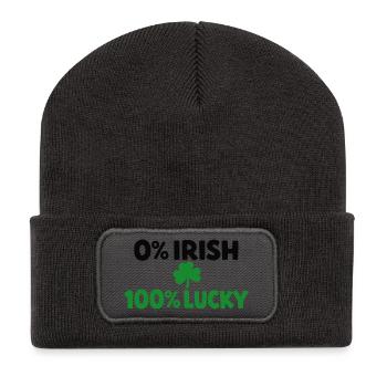 0 % irlandais, 100 % chanceux - Beanie recyclé à patch - charbon - Devant