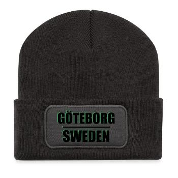 Göteborg Sweden City Typography Art Tee - Recycled Patch Beanie - dark grey - Front