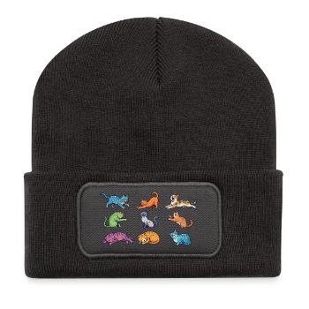 Chats colorés : Pop Art de chatons comiques mignons - Beanie recyclé à patch - charbon - Devant
