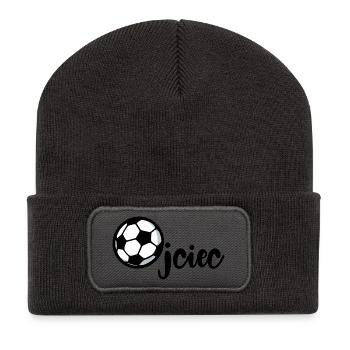 Fußball Papa Papa - Recycelte Patch Beanie - Dunkelgrau - Vorne