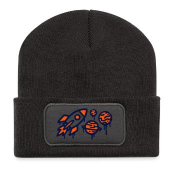 Rocket Launch Planet Graffiti - Recycled Patch Beanie - dark grey - Front