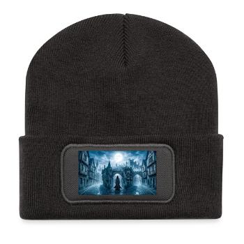 Der vermummte Schatten wandert durch die Nacht - Recycelte Patch Beanie - Dunkelgrau - Vorne
