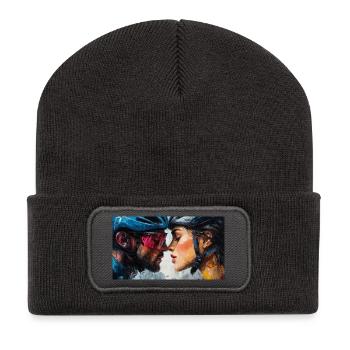 Rennrad Liebe – Radsport Tasse für Paare - Recycelte Patch Beanie - Dunkelgrau - Vorne