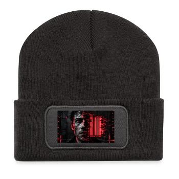Der EAN-Code der Zivilisation - Recycelte Patch Beanie - Dunkelgrau - Vorne