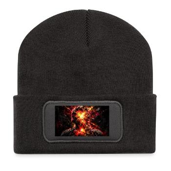 Das nackte Bewusstsein - Recycelte Patch Beanie - Dunkelgrau - Vorne