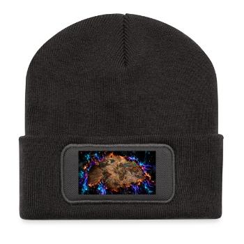 Die brennende Landkarte - Recycelte Patch Beanie - Dunkelgrau - Vorne