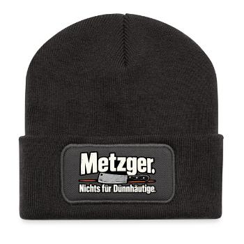 Metzger. Nichts für Dünnhäutige. – Lustiger Metzge - Recycelte Patch Beanie - Dunkelgrau - Vorne