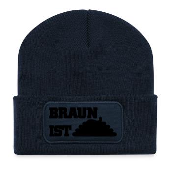 Braun ist Scheiße - Recycelte Patch Beanie - French Navy - Vorne