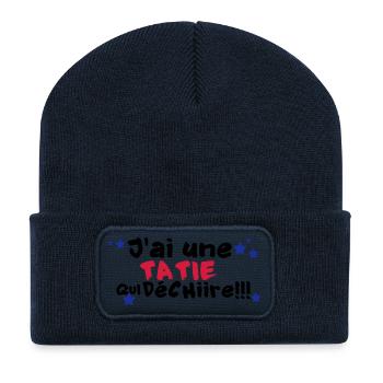 mA TATIE déchire - Beanie recyclé à patch - bleu marine - Devant