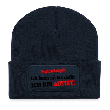 Ich kann nichts dafür - Ich bin Autist - Recycelte Patch Beanie - French Navy - Vorne
