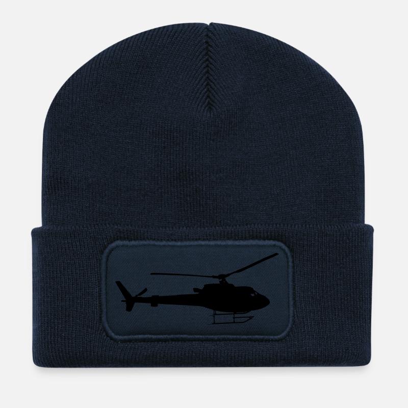 Helikopter fliegen Geschenkidee schnell - Recycelte Patch Beanie - French Navy