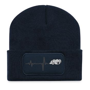Heartbeat Koala Baby Gift - Recycled Patch Beanie - french navy - Front