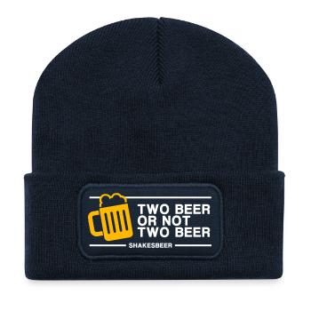 Two Beer Or Not Two Beer (in white) - Recycled Patch Beanie - french navy - Front