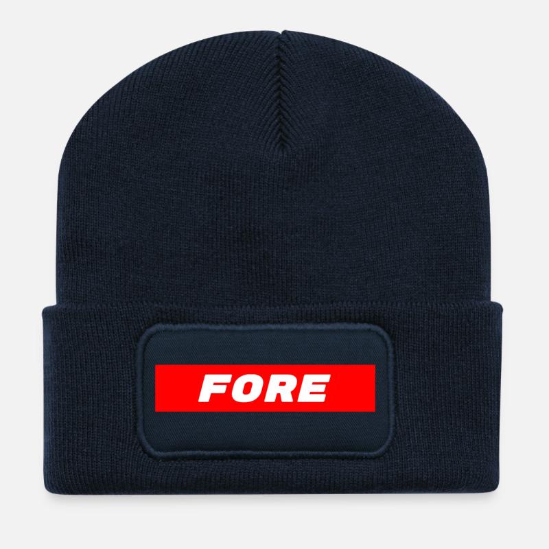 FORE Golf Achtung - Golf Golfer Golfen - Recycelte Patch Beanie - French Navy