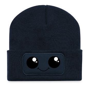 Cute Smiley with big eyes - Recycelte Patch Beanie - French Navy - Vorne