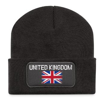Druck der britischen Notflagge - Recycelte Patch Beanie - Dunkelgrau - Vorne