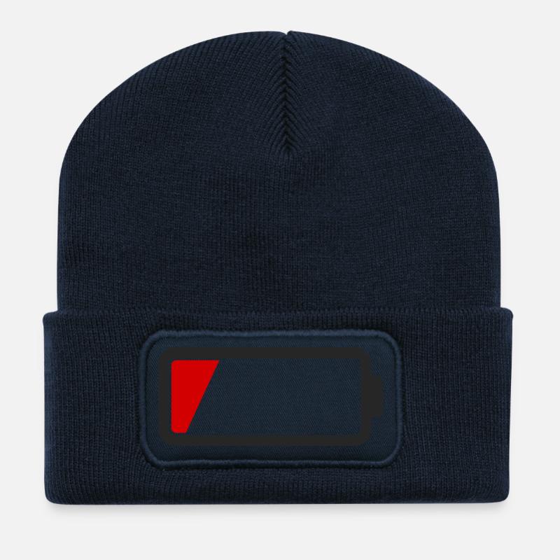 Batterie vide - Beanie recyclé à patch - bleu marine