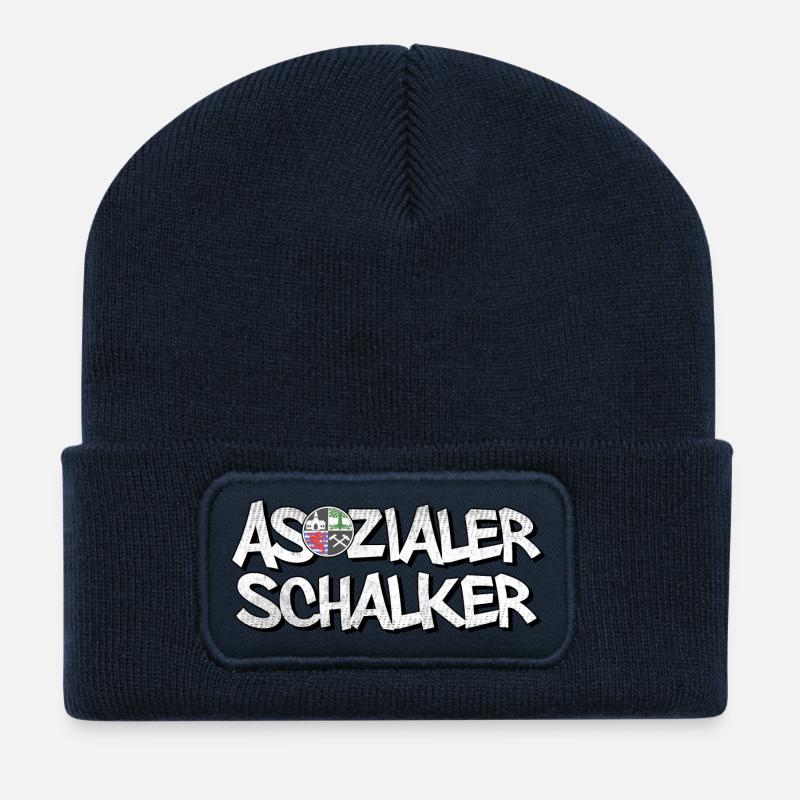 Asozialer Schalker | Gelsenkirchen Schalke - Recycelte Patch Beanie - French Navy