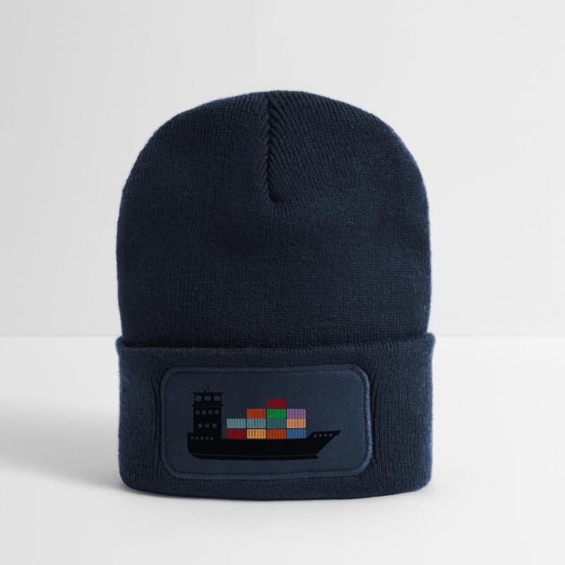Seecontainerschiff oder Boot mit Containern Recycelte Patch Beanie