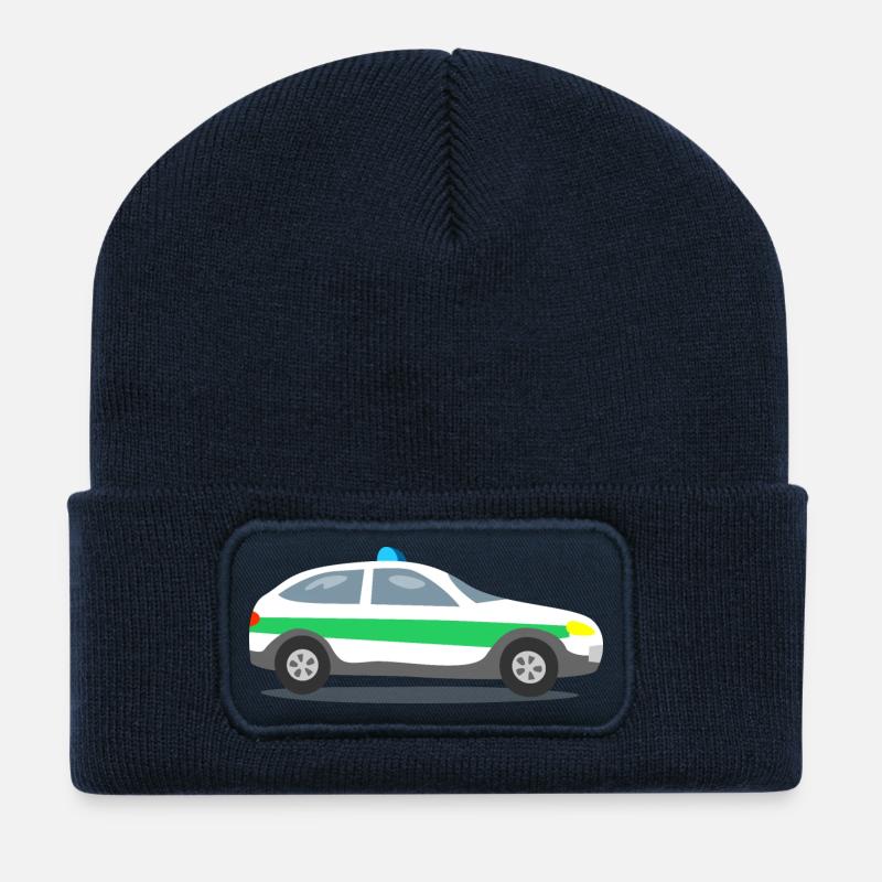 Polizeiauto mit Blaulicht - Recycelte Patch Beanie - French Navy