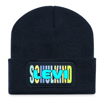 SCHULKIND JUNGENNAME LEVI - Recycelte Patch Beanie - French Navy - Vorne