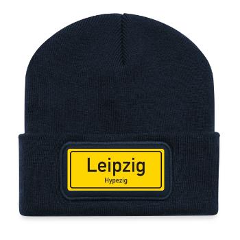 Leipzig place name germany - Recycled Patch Beanie - french navy - Front