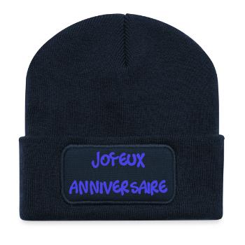 1. 1 AN. 1er ANNIVERSAIRE. ANNIVERSAIRE 1 AN - Beanie recyclé à patch - bleu marine - Devant