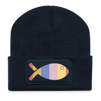 FISH. APRIL FOOL. HOLIDAY. SUMMER. HUMOR - Recycled Patch Beanie - french navy - Front