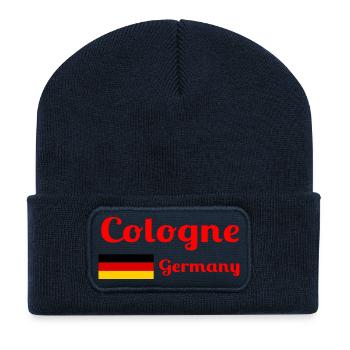 Cologne Germany- Stylish prints - Recycled Patch Beanie - french navy - Front