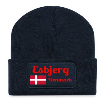 Esbjerg, Danemark - Imprimés élégants - Beanie recyclé à patch - bleu marine - Devant