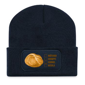 Bread roll or roll? – Fun dialect design - Recycled Patch Beanie - french navy - Front