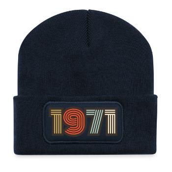 1971 Retro Jahrgang - Recycelte Patch Beanie - French Navy - Vorne