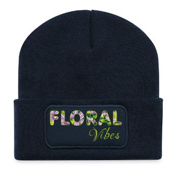 Floral vibes - Recycled Patch Beanie - french navy - Front