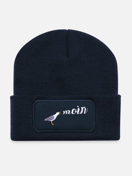 Norddeutsch Möwe Moin Design - Recycelte Patch Beanie - French Navy