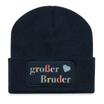Big Brother – Birth Gift for Boys - Recycled Patch Beanie - french navy - Front