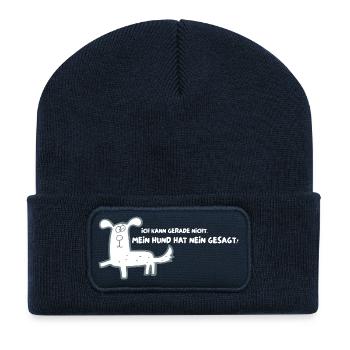 Ich kann gerade nicht. Mein Hund hat NEIN gesagt! - Recycelte Patch Beanie - French Navy - Vorne