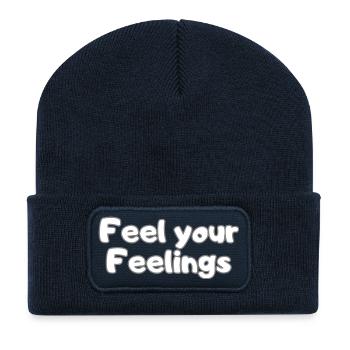 Feel Your Feelings – Selfcare Statement Shirt - Recycled Patch Beanie - french navy - Front